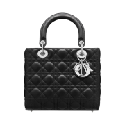 Dior Medium Lady Bag Cannage Lambskin Black Silver