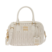 Miu Miu Matelasse Nappa Leather Top Handle Bag White