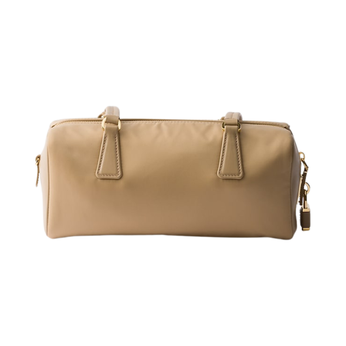 프라다 리나일론 앤 레더 미디움 탑 핸들 백 패드락 카멜 브라운(Prada Re-Nylon and Leather Medium Top-Handle Bag with Padlock Camel Brown) - 2