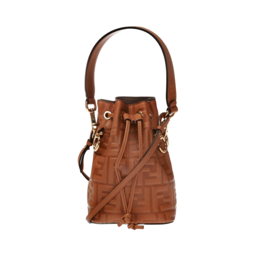 Fendi Mon Tresor FF Motif Leather Mini Bag Brown