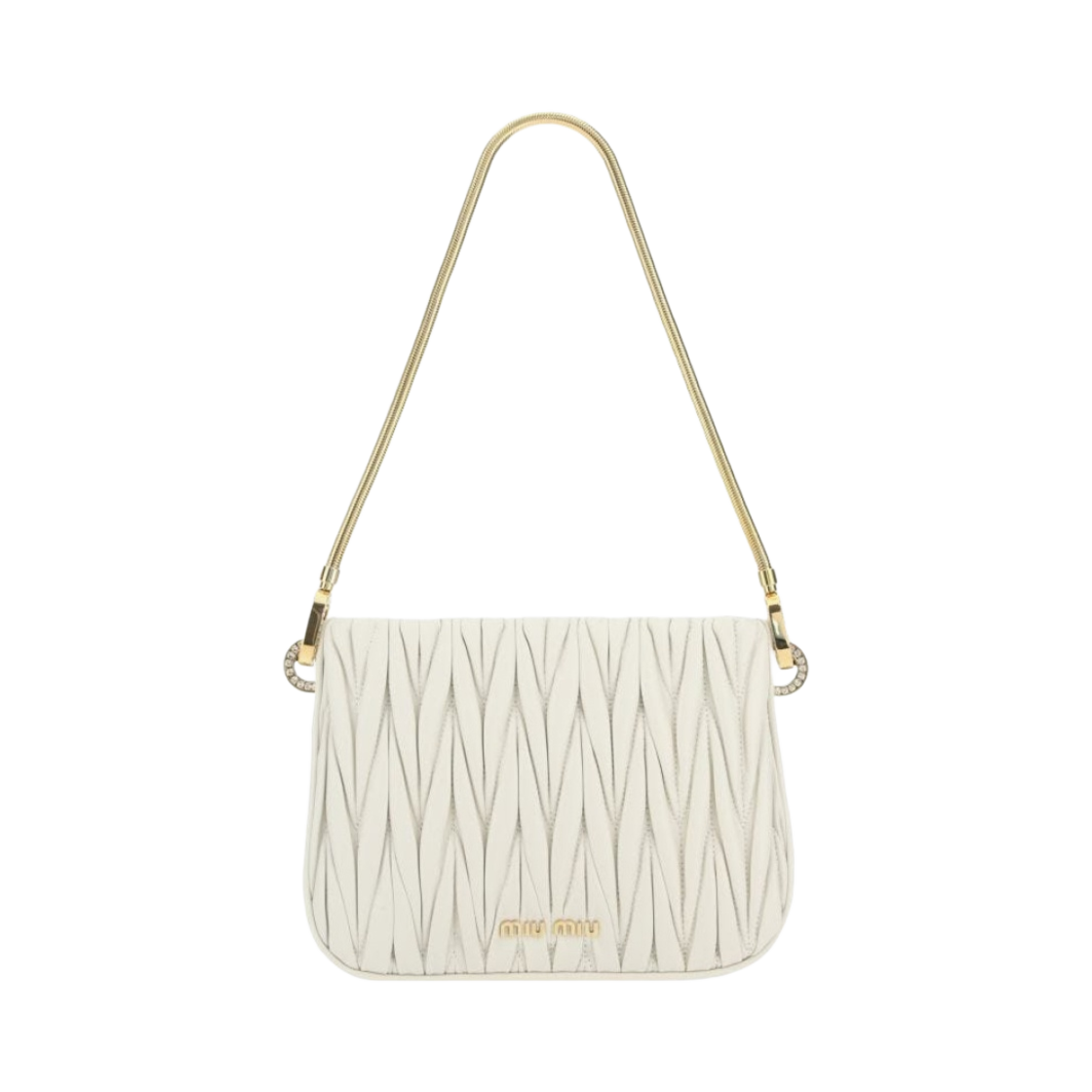 미우 미우 쌔씨 마테라쎄 나파 가죽 핸드백 화이트(Miu Miu Sassy Matelasse Nappa Leather Handbag White) - 1