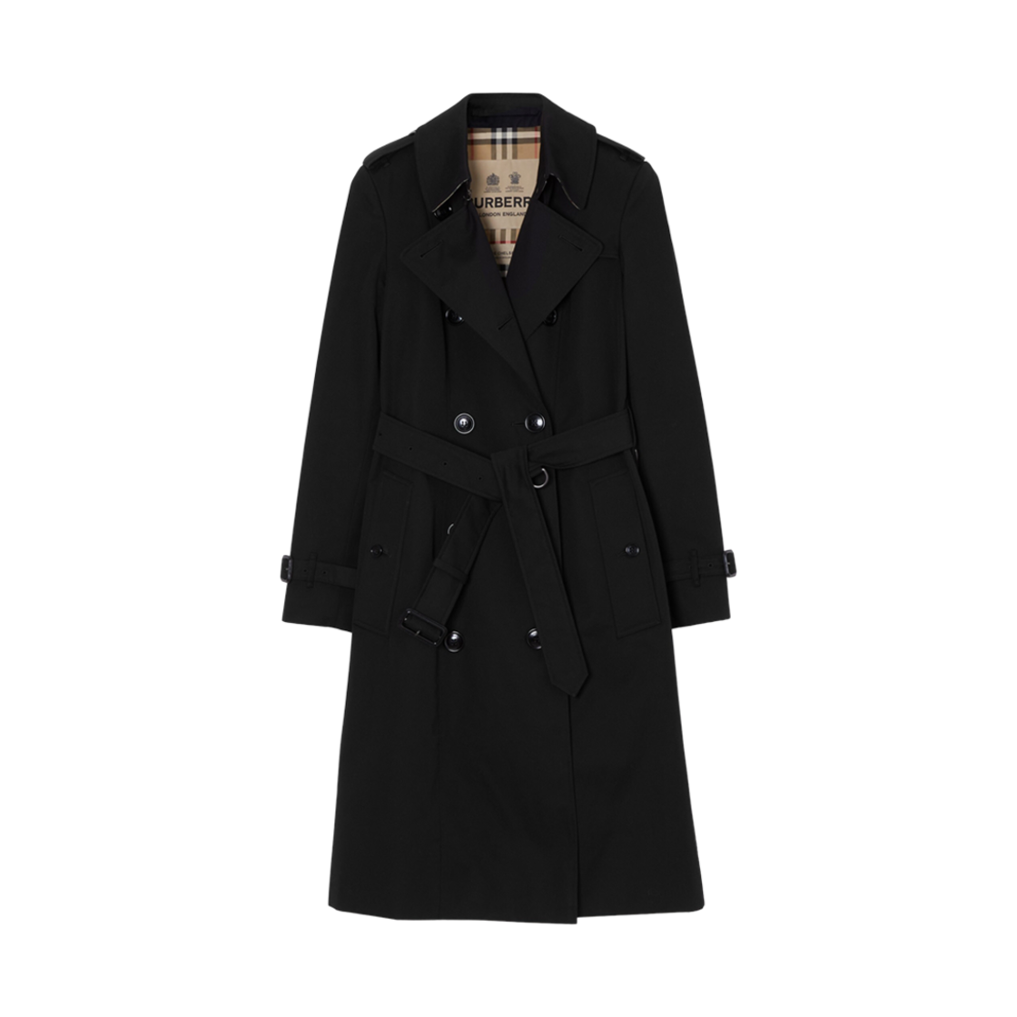 (W) 버버리 첼시 헤리티지 트렌치 코트 블랙((W) Burberry Chelsea Heritage Trench Coat Black) - 1