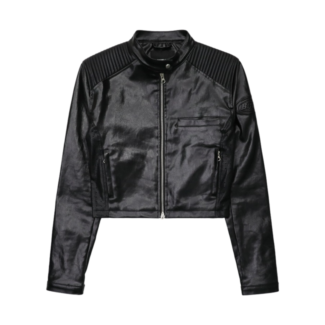 W-JKT25-013 Bad Blood Squad Crop Racer Jacket Coated Black