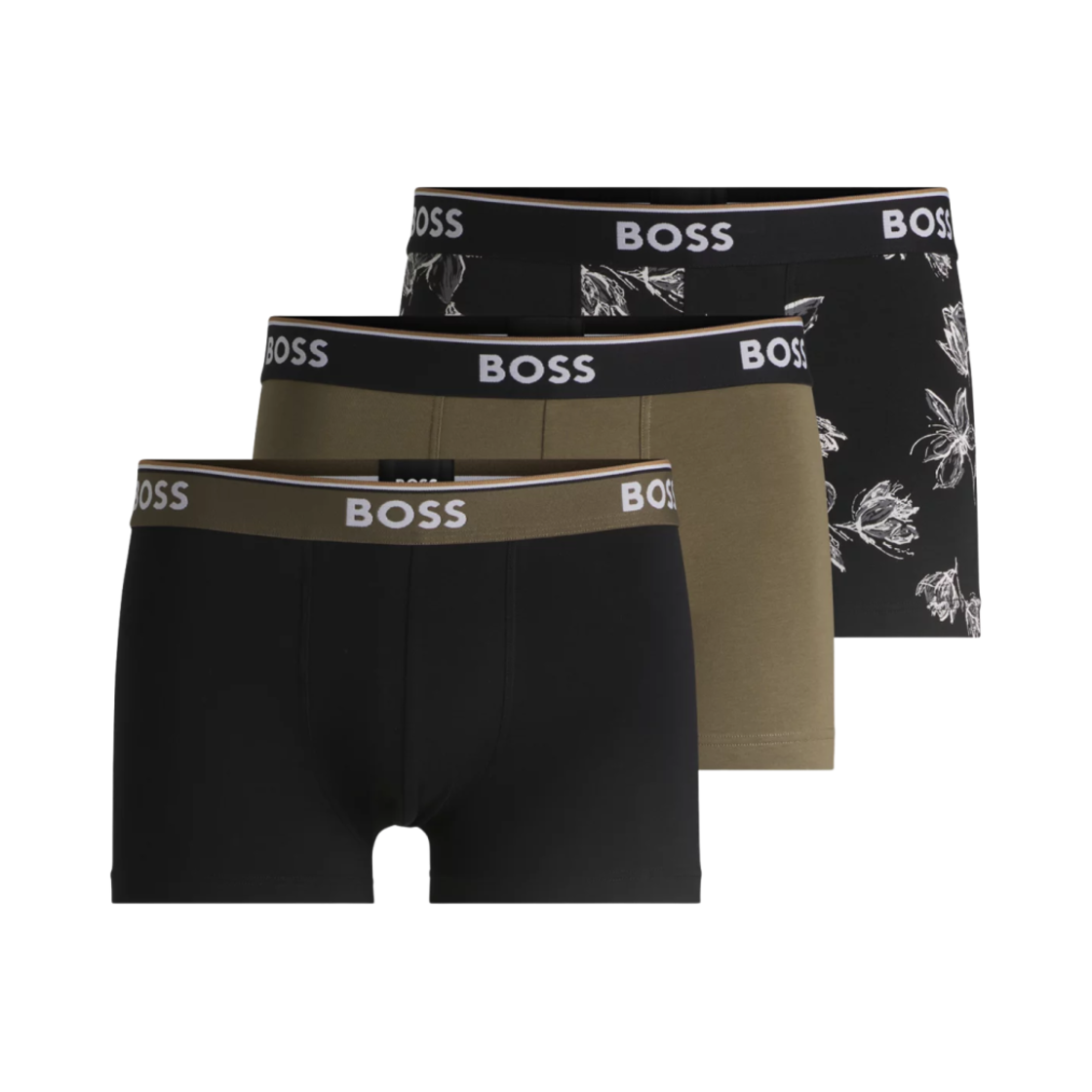 50531701-963 Hugo Boss Stretch Cotton Trunks with Logo Waistband Patterned (3 Pack)