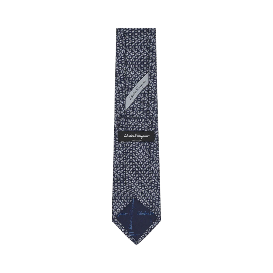 페라가모 간치니 프린트 실크 타이 블루마린 그레이(Ferragamo Gancini Print Silk Tie Bluemarine Grey) - 2