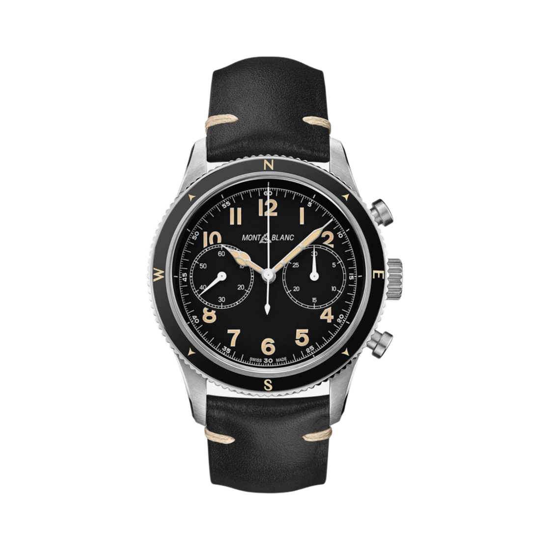 몽블랑 1858 오토매틱 크로노그래프 리미티드 에디션 42mm 스테인리스 스틸 레더 블랙(Montblanc 1858 Automatic Chronograph Limited Edition 42mm Stainless Steel Leather Black)