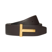 Tom Ford Soft Grain Leather Ridge T Belt Brown Black