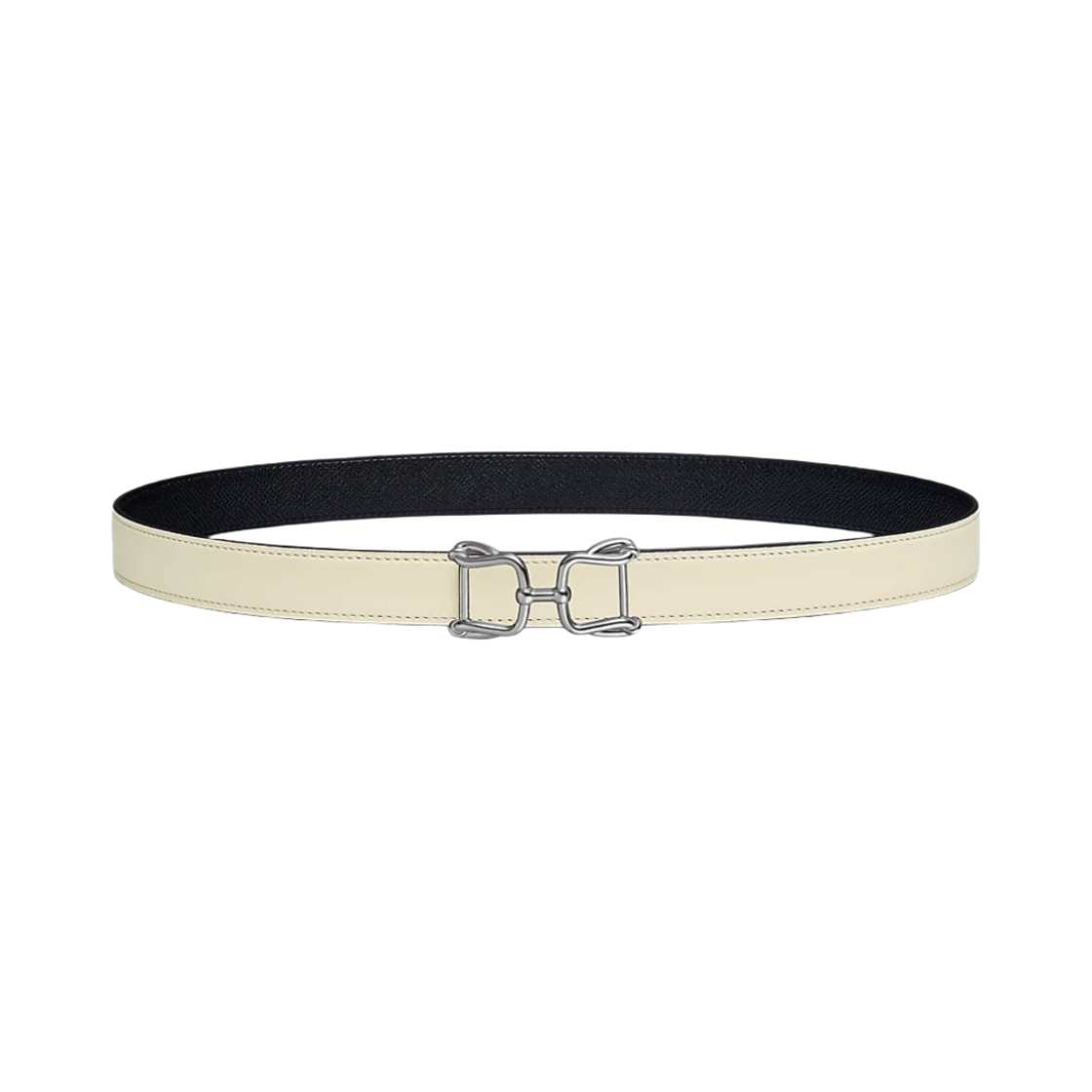 (W) 에르메스 아라베스크 벨트 버클 & 리버서블 가죽 스트랩 24mm & 실버 나타 누아((W) Hermes Arabesque Belt Buckle & Reversible Leather Strap 24mm & Silver Nata Noir) - 1