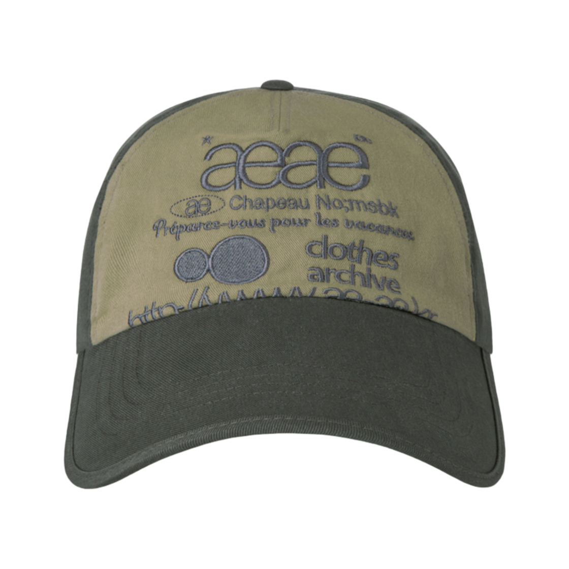 에이에이 웹 로고 5패널 볼캡 차콜 베이지(Aeae Web Logo 5 Pannel Ball Cap Charcoal Beige)