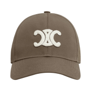 (W) Celine Triomphe Baseball Cap in Cotton Khaki