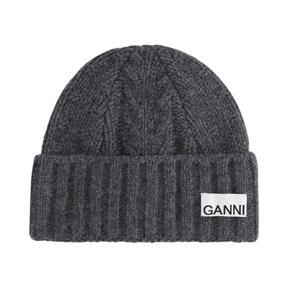 A5362-523 Ganni Regular Wool Cable Beanie Frost Grey
