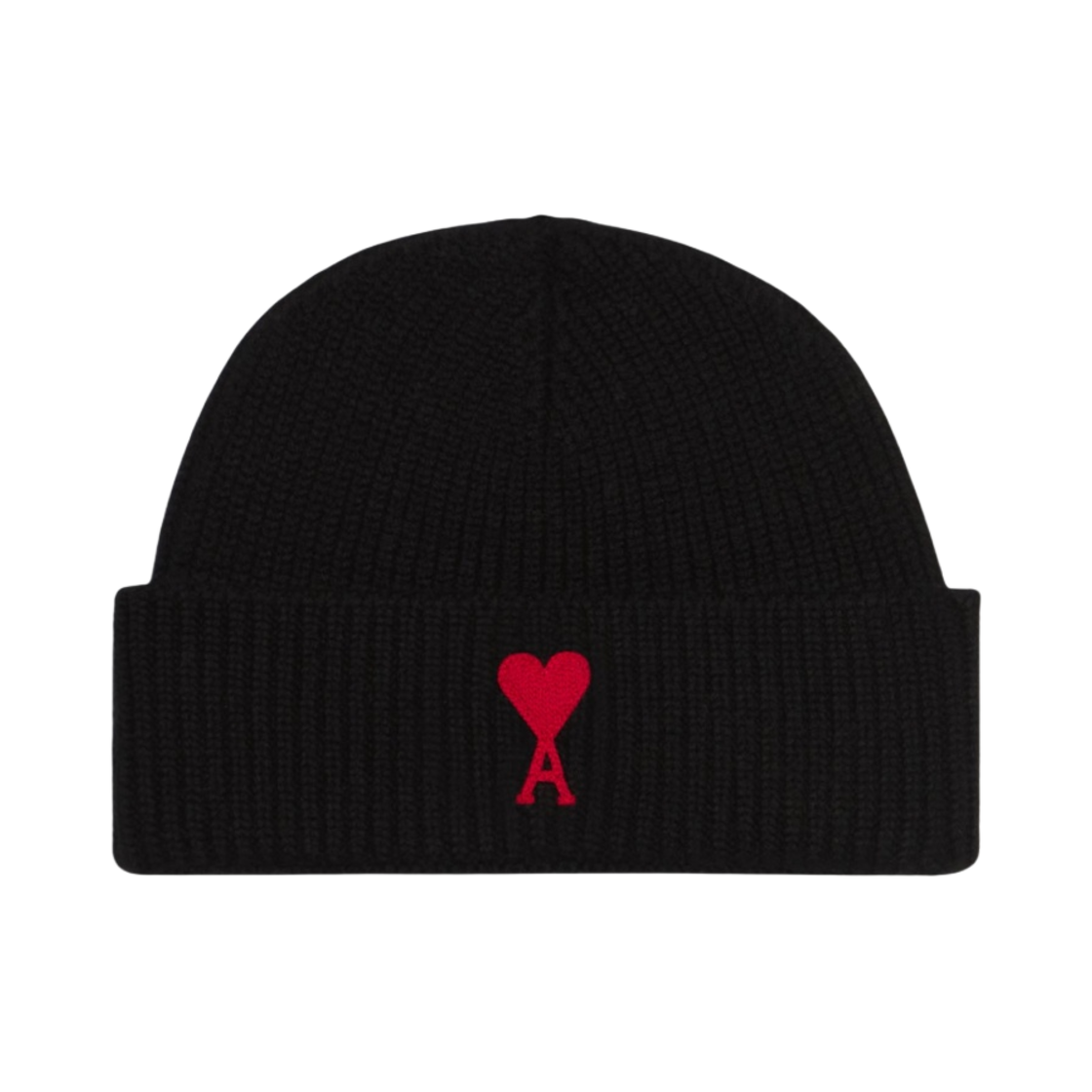 아미 스몰 하트 로고 비니 블랙 레드(AMI de Coeur Beanie Black Red)