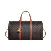 Celine Large Travel Bag in Triomphe Canvas and Calfskin Tan