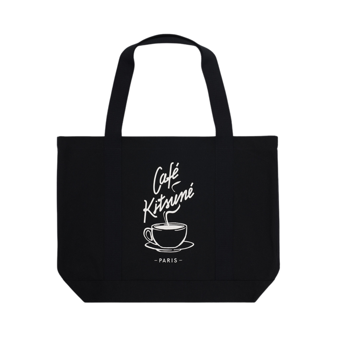 메종 키츠네 카페 키츠네 커피 컵 토트백 블랙(Maison Kitsune Cafe Kitsune Coffee Cup Tote Bag Black)