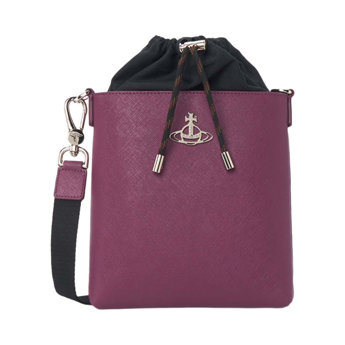 52040037-L001N-J401 Vivienne Westwood Saffiano Drawstring Crossbody Bag Purple