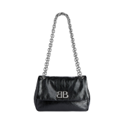 Balenciaga Monaco Mini Bag in Vintage Silver Hardware and Arena Calfskin Black