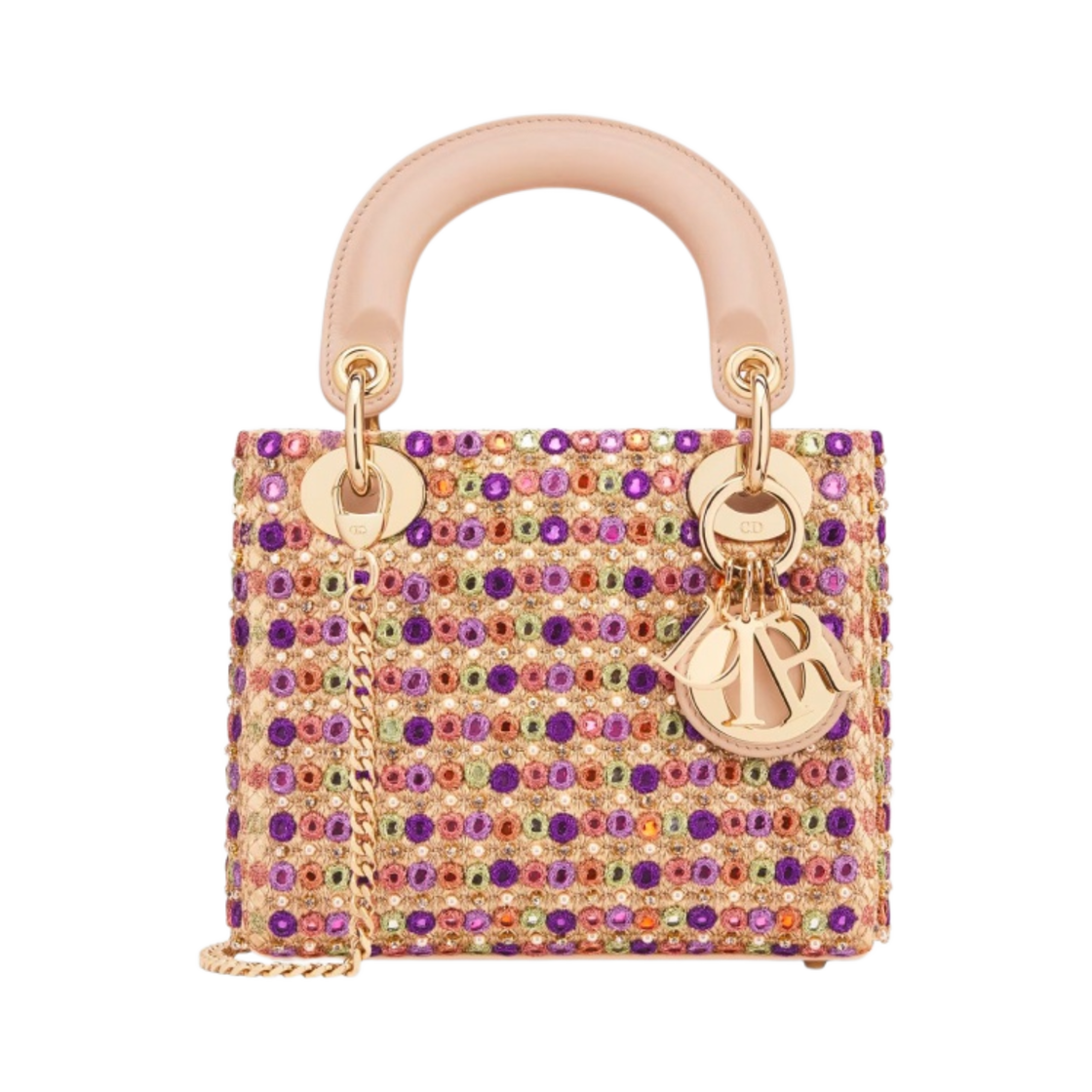 디올 라이트 레이디 백 사틴 자수 미러 비즈 스트라스 멀티컬러(Dior Mini Lady Bag Satin Embroidered Mirrors Beads Strass Multicolor) - 1