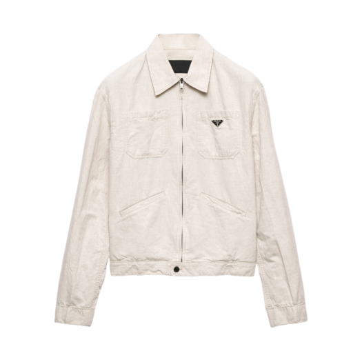 GEB255-14J2-F0ABR Prada Chambray Blouson Jacket Natural