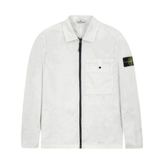 Stone Island 12619 Supima Cotton Twill Stretch-TC Garment Dyed Overshirt Ice - 22SS