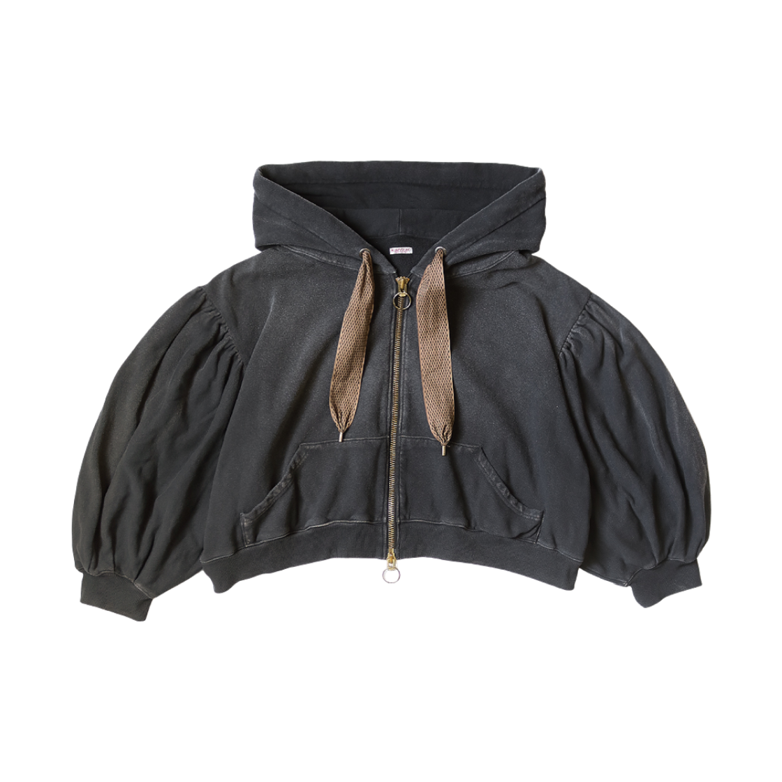 K2503LC052 Kapital Fleece Gathered Sleeve Devil Hood Blouson Black