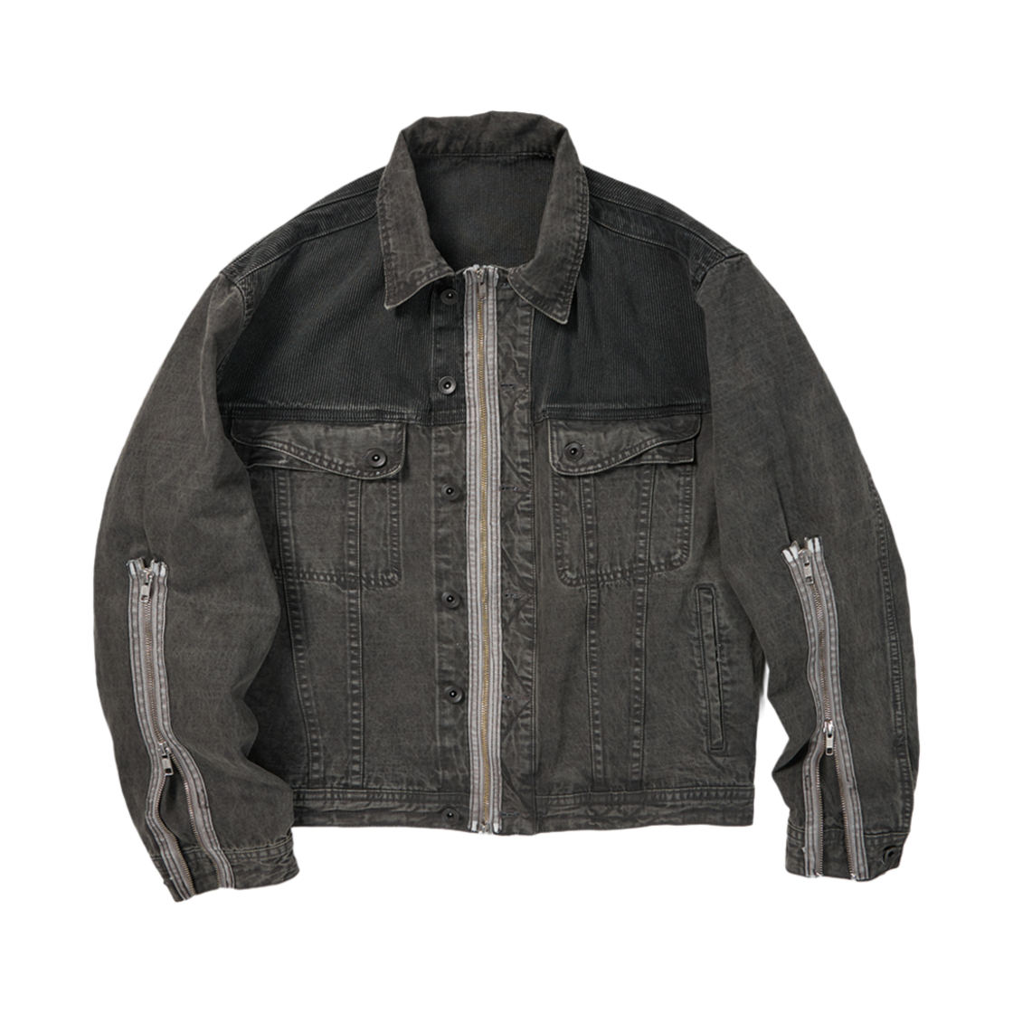 ET2501JK06CH ETCE Dyed Zipper Trucker Jacket 2.0 Charcoal