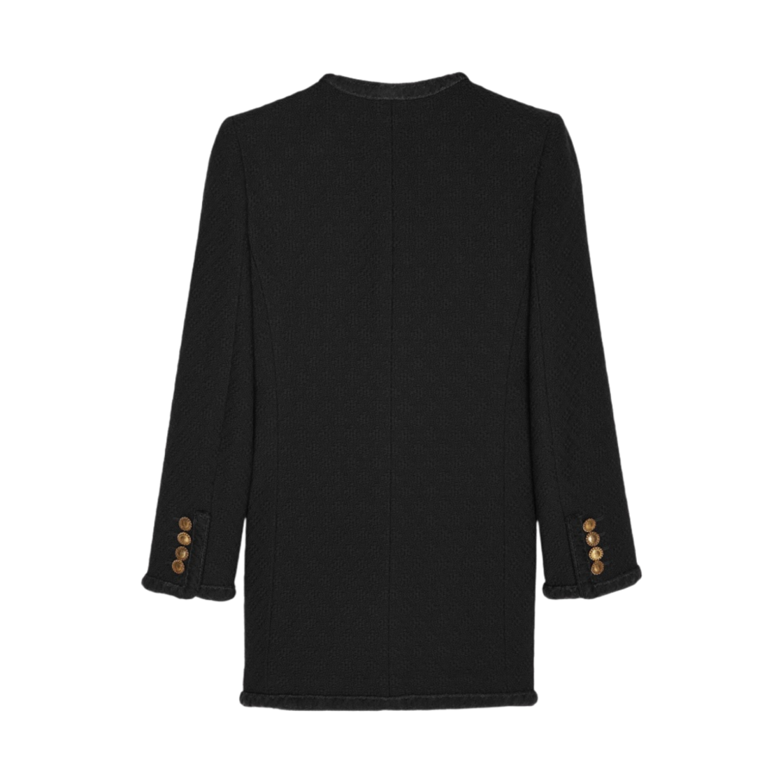 (W) 생로랑 다이아몬드 엠보스 트위드 롱 자켓 블랙((W) Saint Laurent Long Jacket in Diamond Embossed Tweed Black) - 2