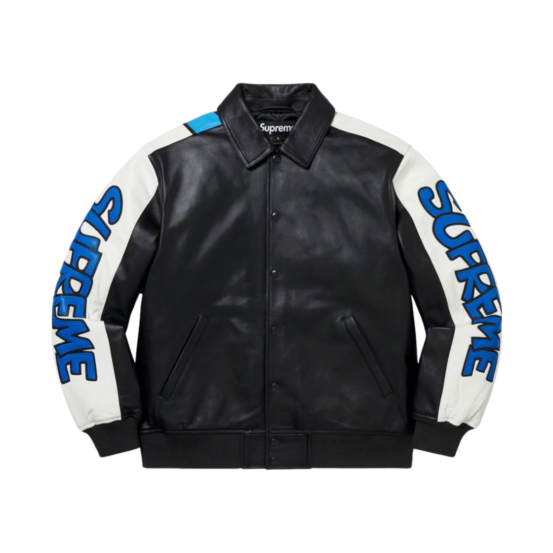 슈프림 스머프 레더 바시티 자켓 블랙 - 20FW(Supreme Smurfs Leather Varsity Jacket Black - 20FW) - 2