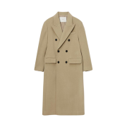 (W) Dunst Tailored Double-Breasted Wool Coat Camel