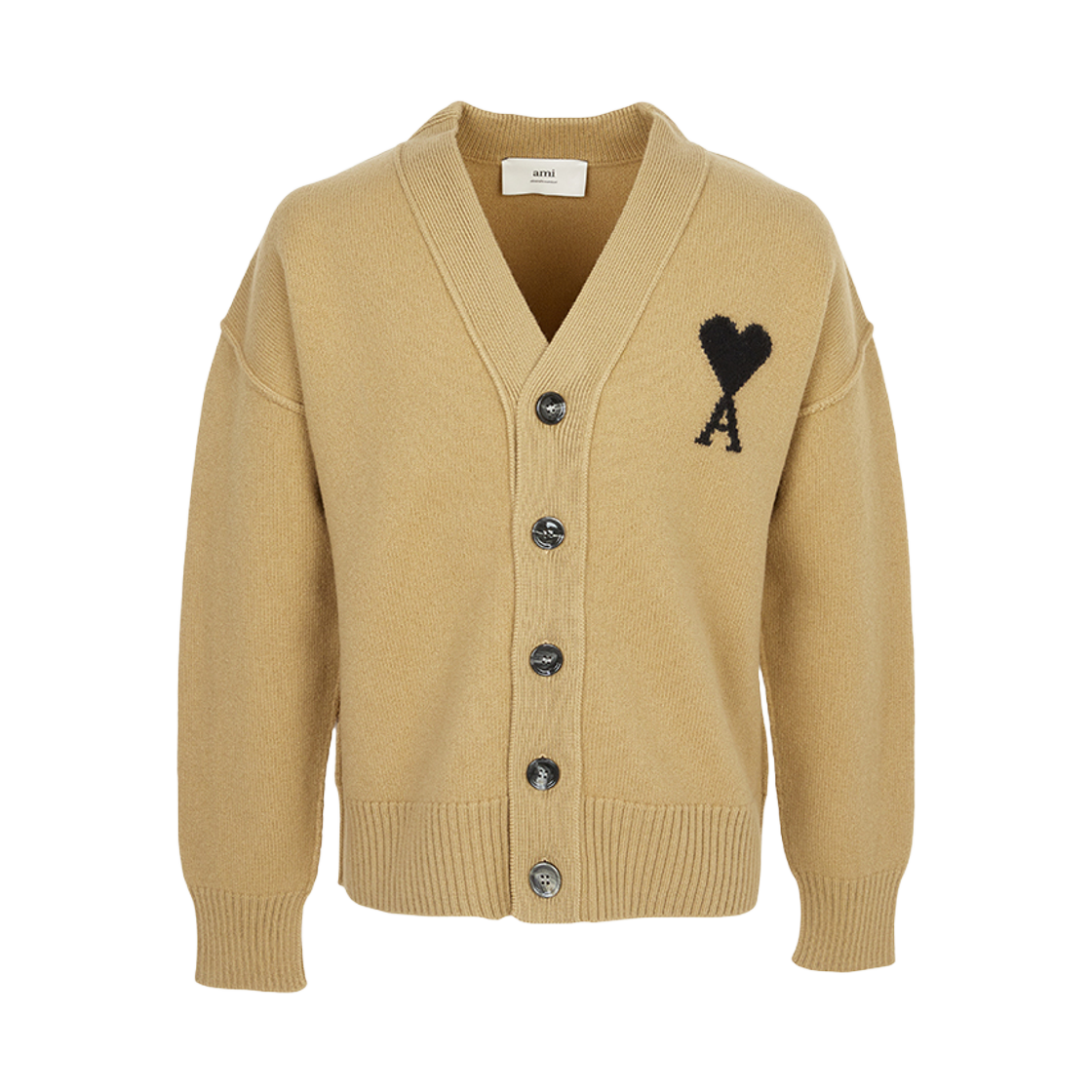 UKC367-018-288 AMI de Coeur Felted Merino Wool Cardigan Camel