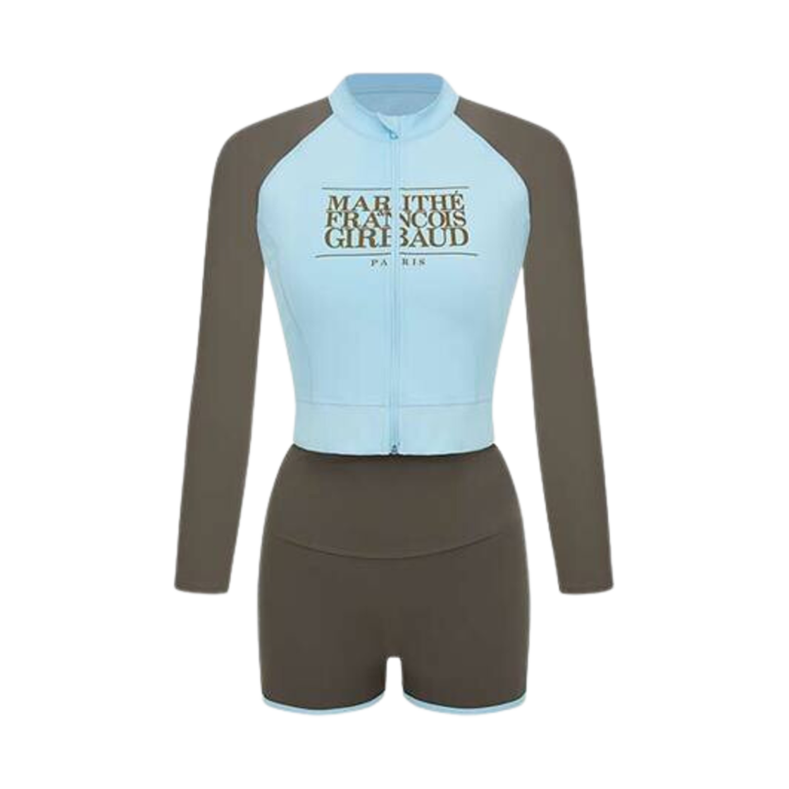 - (W) Marithe Francois Girbaud x Arena Classic Logo Crop Rash Guard Set Up Brown
