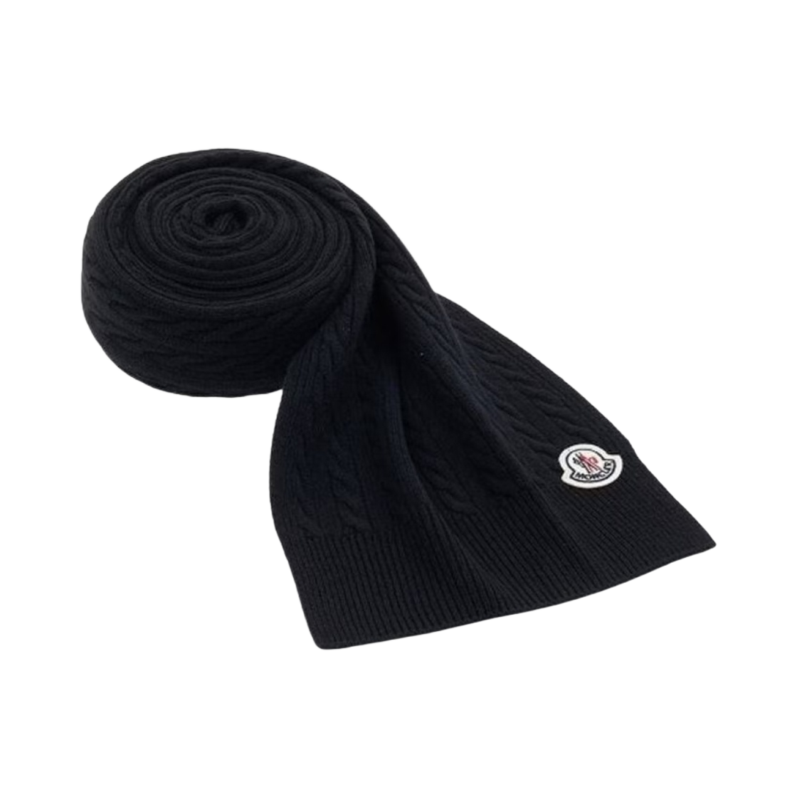 I2-091-3C00017-M1127-999 Moncler Wool & Cashmere Logo Patch Scarf Black