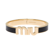 (W) Miu Miu Enamel Metal Bracelet Black