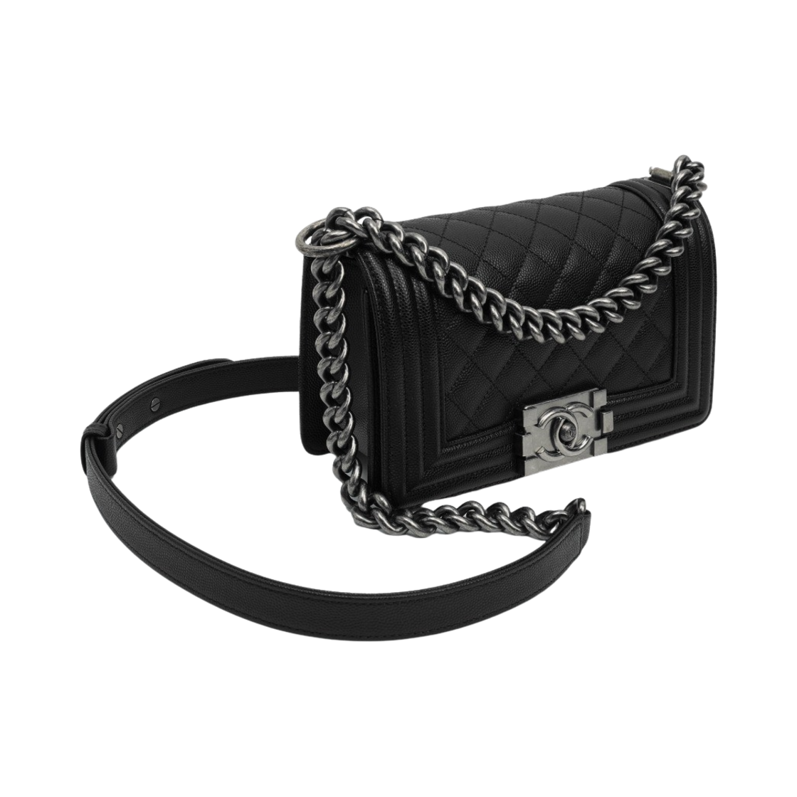 샤넬 보이 샤넬 스몰 플랩백 그레인드 카프스킨 & 루테늄 메탈 블랙(Chanel Small Boy Chanel Handbag Grained Calfskin & Ruthenium Black) - 2
