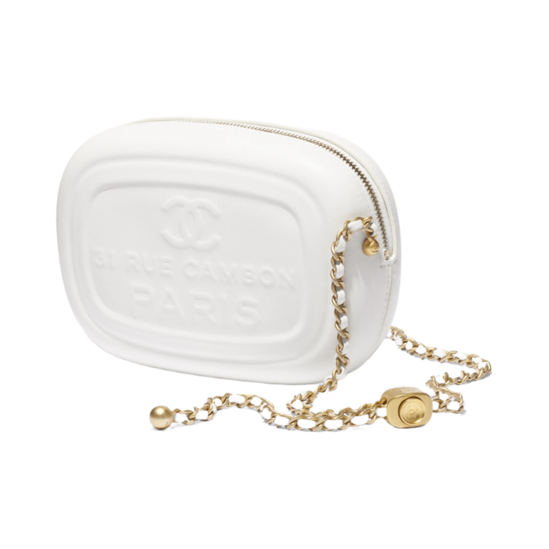 샤넬 미니 카메라 케이스 샤이니 램스킨 & 골드 메탈 화이트(Chanel Mini Camera Case Shiny Lambskin & Gold White) - 2