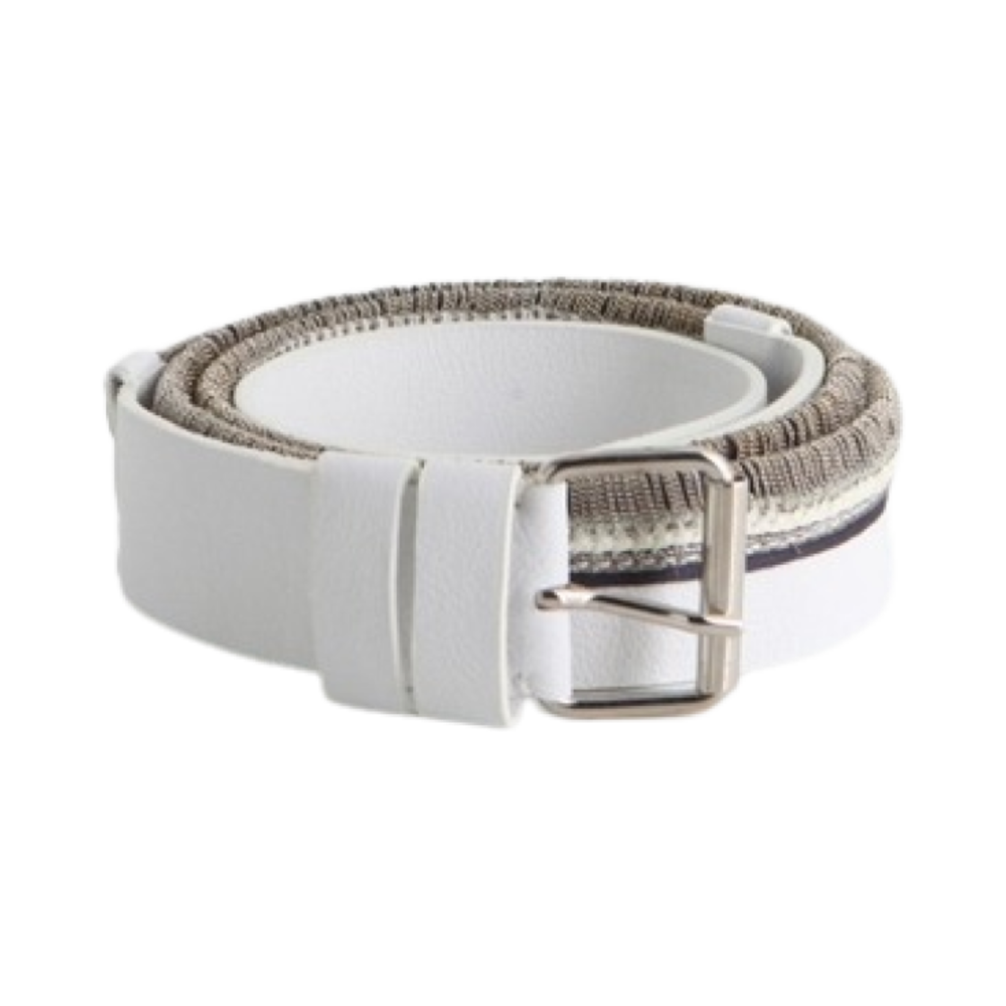 S4HT912C519100 Balmain Silver Steel Mini Chain Belt White