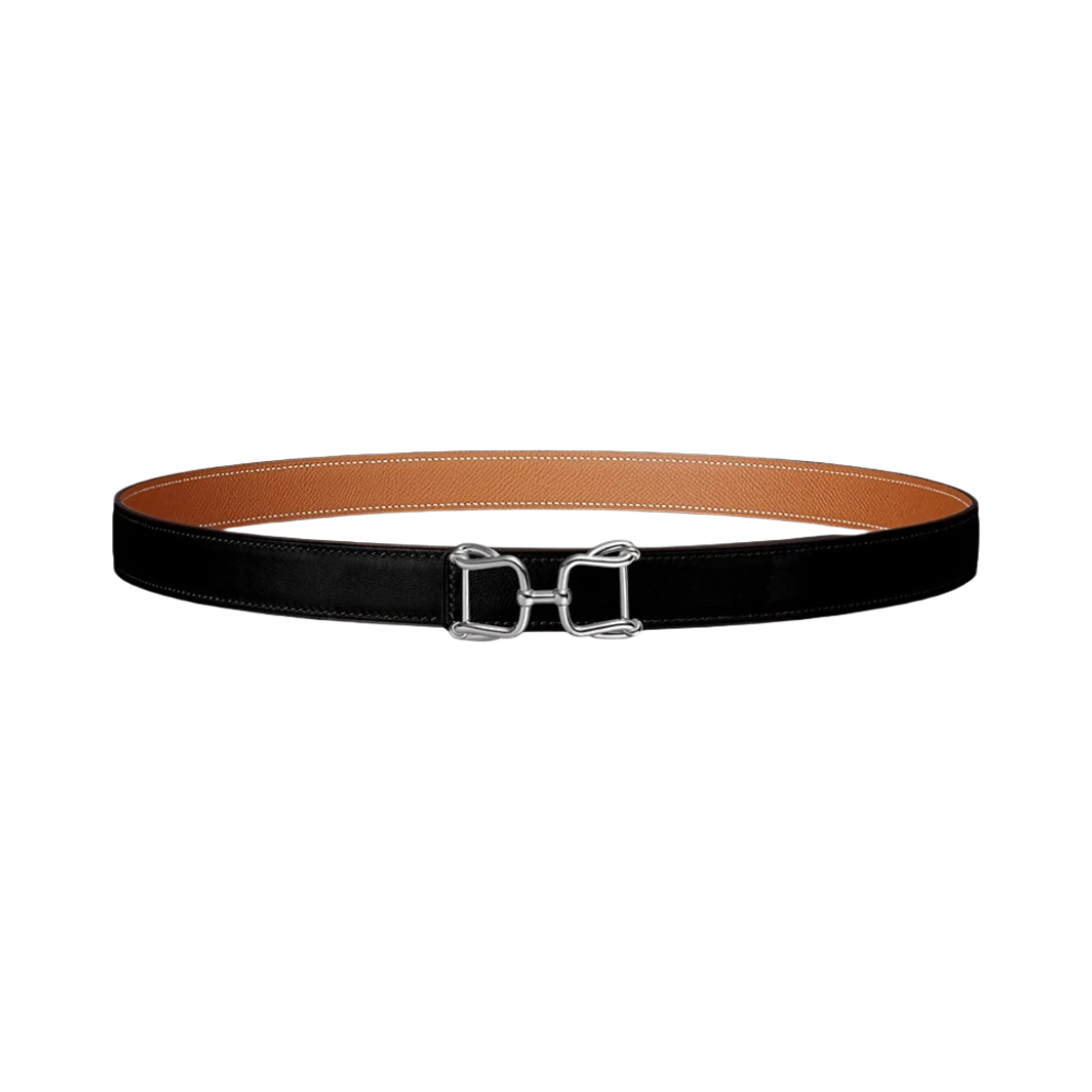 (W) 에르메스 아라베스크 벨트 버클 & 리버서블 가죽 스트랩 24mm & 실버 누아 골드((W) Hermes Arabesque Belt Buckle & Reversible Leather Strap 24mm & Silver Noir Gold) - 1