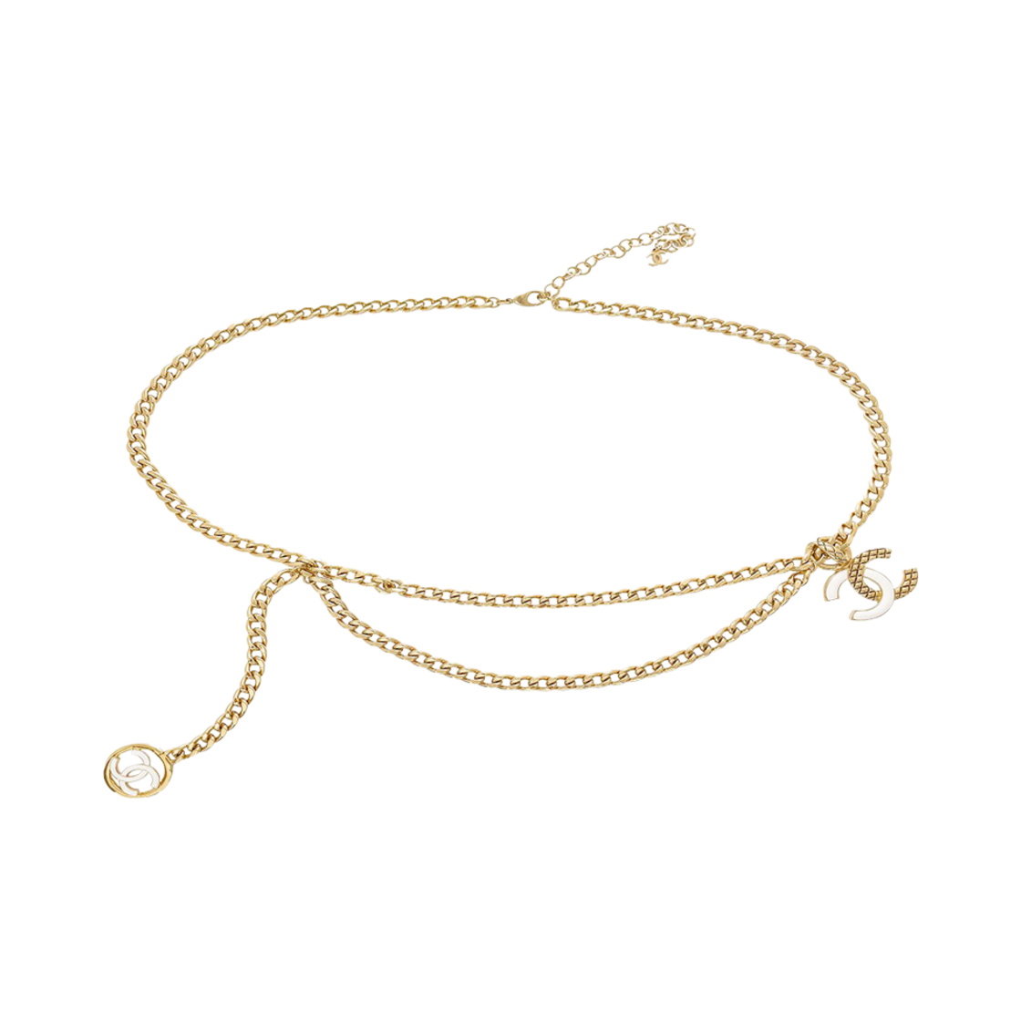 샤넬 22S 빅CC로고 레이어드 벨트 화이트 금장(Chanel 22S BigCC Logo Layered Belt White Gold) - 1