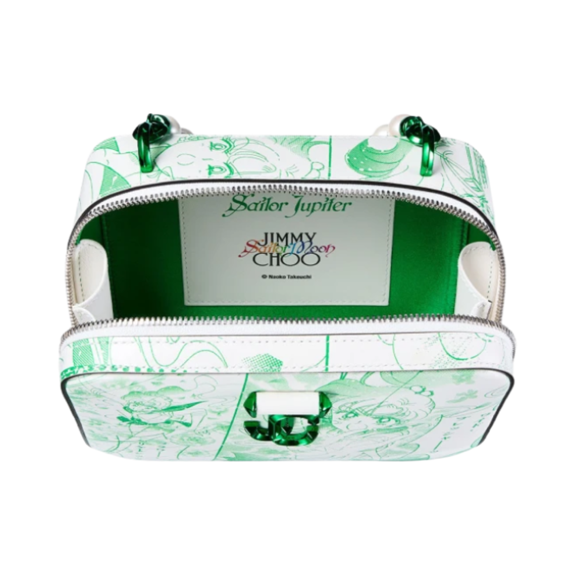 지미추 x 미소녀 전사 세일러문 세일러 주피터 애비뉴 베니티 백 그린 화이트(Jimmy Choo x Pretty Guardian Sailor Moon Sailor Jupiter Avenue Vanity Bag Green White) - 3