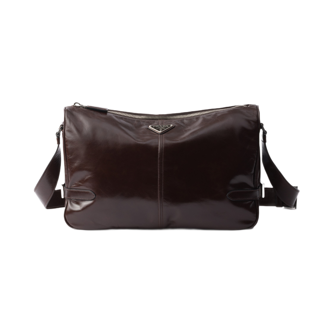 2VH187-2CYR-F01D6 Prada Leather Shoulder Bag Dark Brown