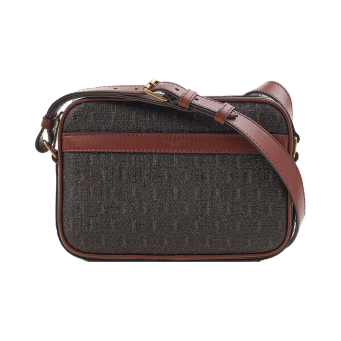 669957-FABLK-2166 Saint Laurent Le Monogramme Camera Bag in Monogram Canvas and Smooth Leather Chestnut