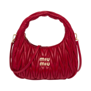 Miu Miu Wander Matelasse Nappa Leather Mini Hobo Bag Red