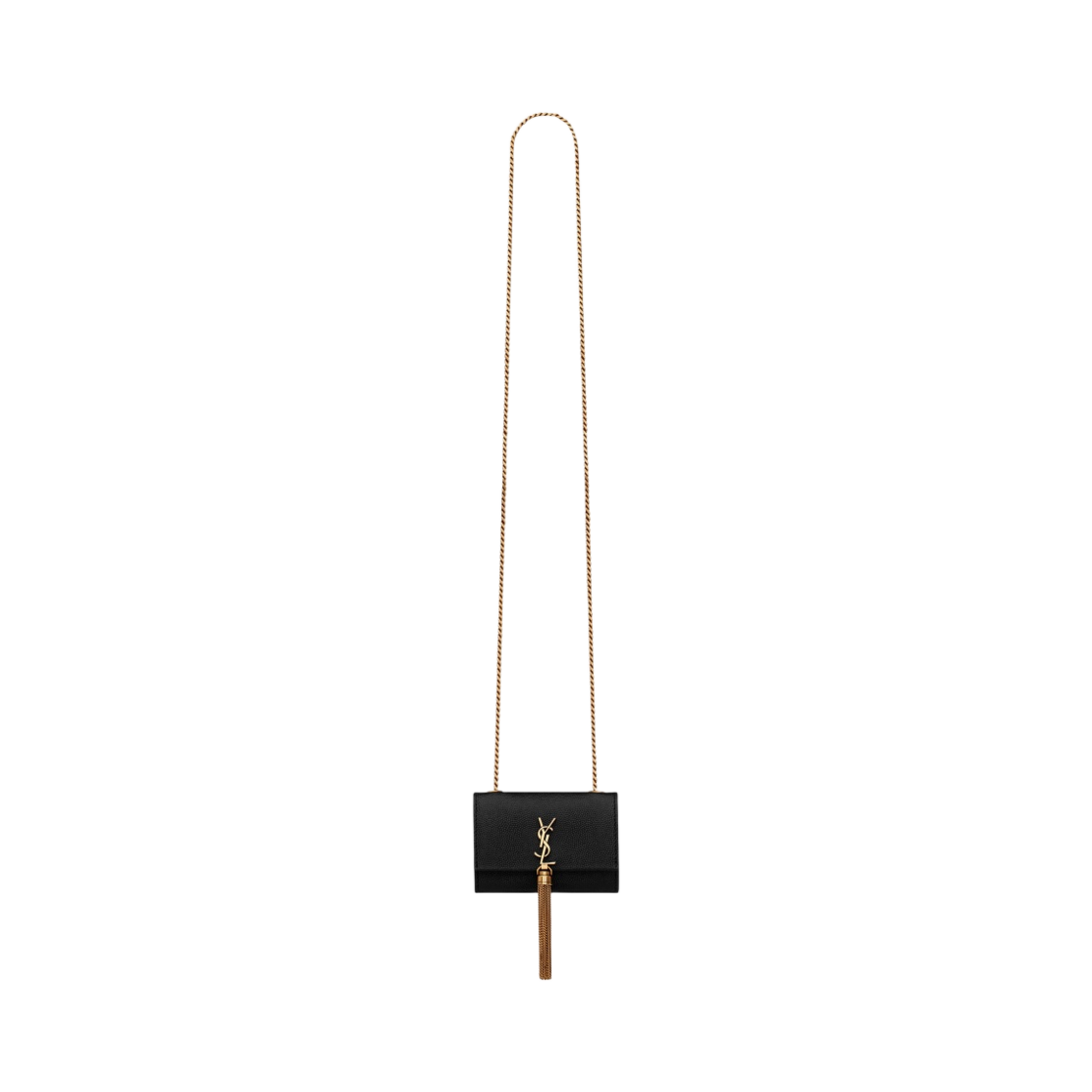 생로랑 그랑 드 뿌드르 엠보스 레더 케이트 태슬 에어팟 마이크로백 블랙(Saint Laurent Kate Tassel Airpods Micro Bag in Grain de Poudre Embossed Leather Black) - 1