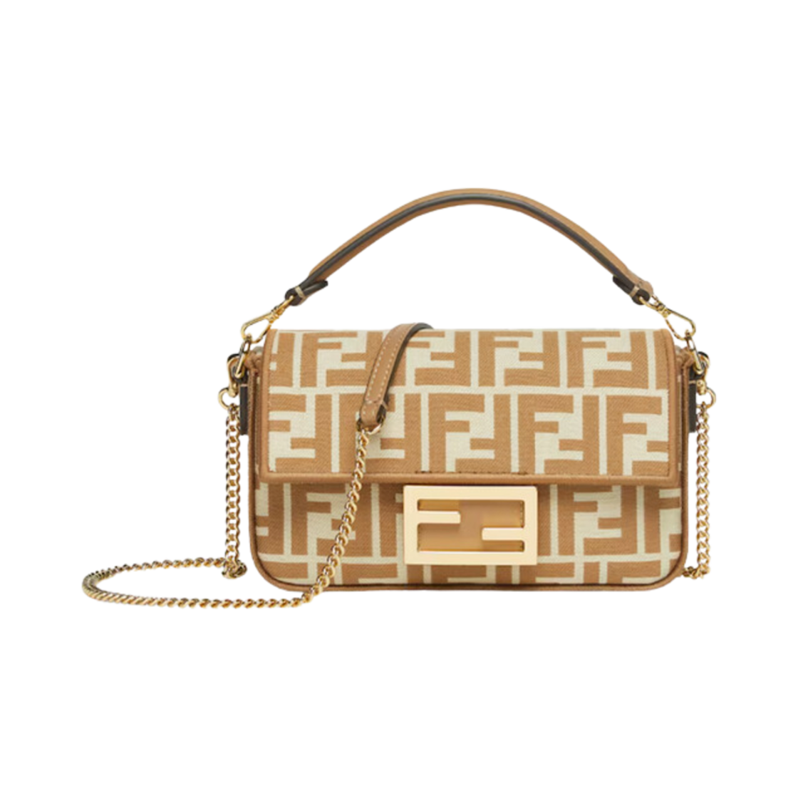 8BS017AOVFF1PIQ Fendi Baguette FF Jacquard Fabric Mini Bag Beige
