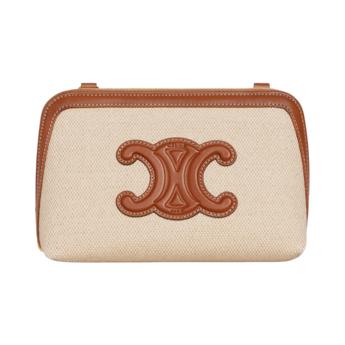 셀린느 텍스타일 카프스킨 클러치 온 체인 레더 트리옹프 내츄럴 탄(Celine Clutch on Chain Cuir Triomphe in Textile and Calfskin Natural Tan) - 1