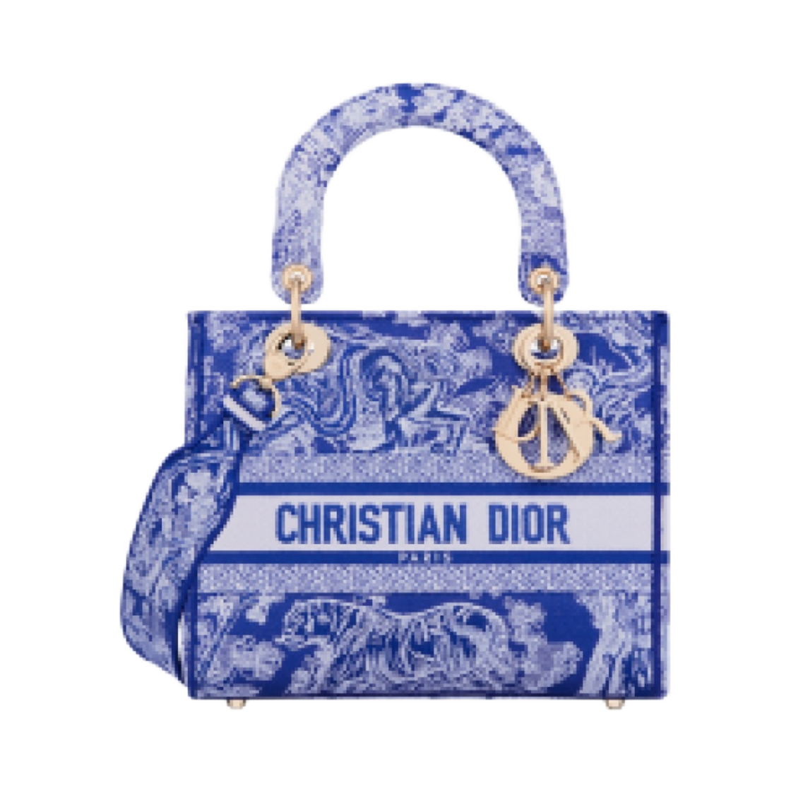 디올 미디움 레이디 D 라이트 백 트왈 드 주이 리버스 자수 플로레센트 블루(Dior Medium Lady D Lite Bag Toile De Jouy Reverse Embroidery Fluorescent Blue) - 1