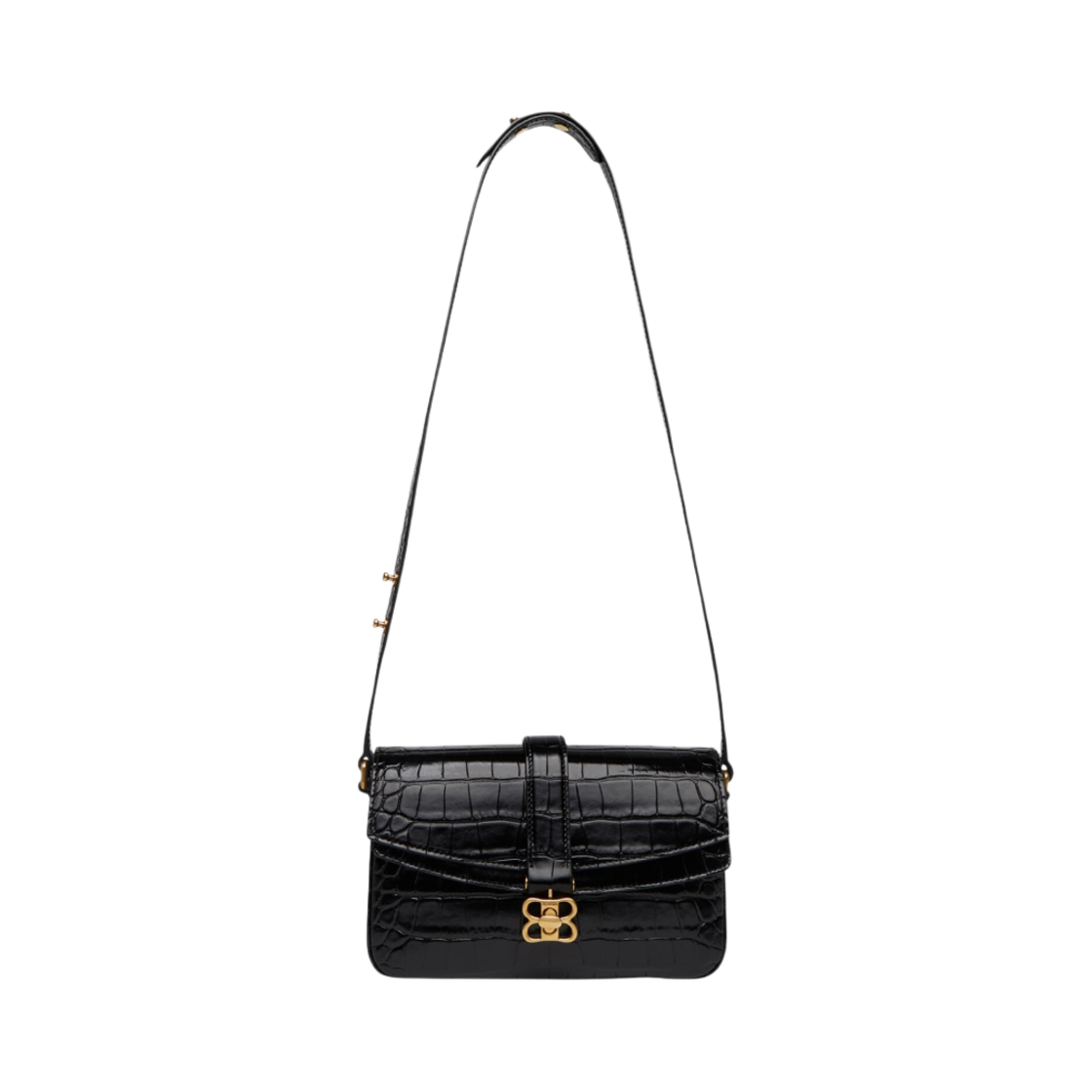 발렌시아가 크로커다일 엠보스 스몰 플랩백 블랙(Balenciaga Crocodile Embossed Small Flap Bag Black) - 4