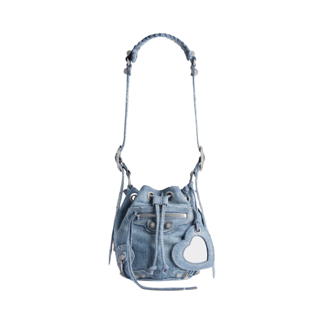 발렌시아가 르 카골 XS 버킷백 데님 라인스톤 블루(Balenciaga Le Cagole XS Bucket Bag Denim Rhinestones Blue) - 1