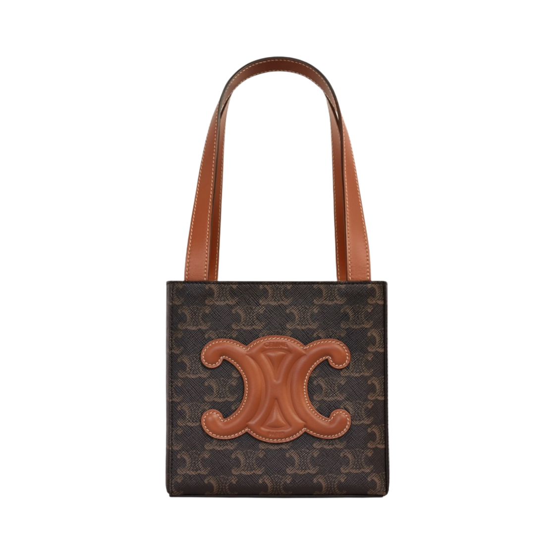 셀린느 트리옹프 캔버스 & 카프스킨 큐브백 레더 트리옹프 탄(Celine Cube Bag Cuir Triomphe in Triomphe Canvas and Calfskin Tan) - 1