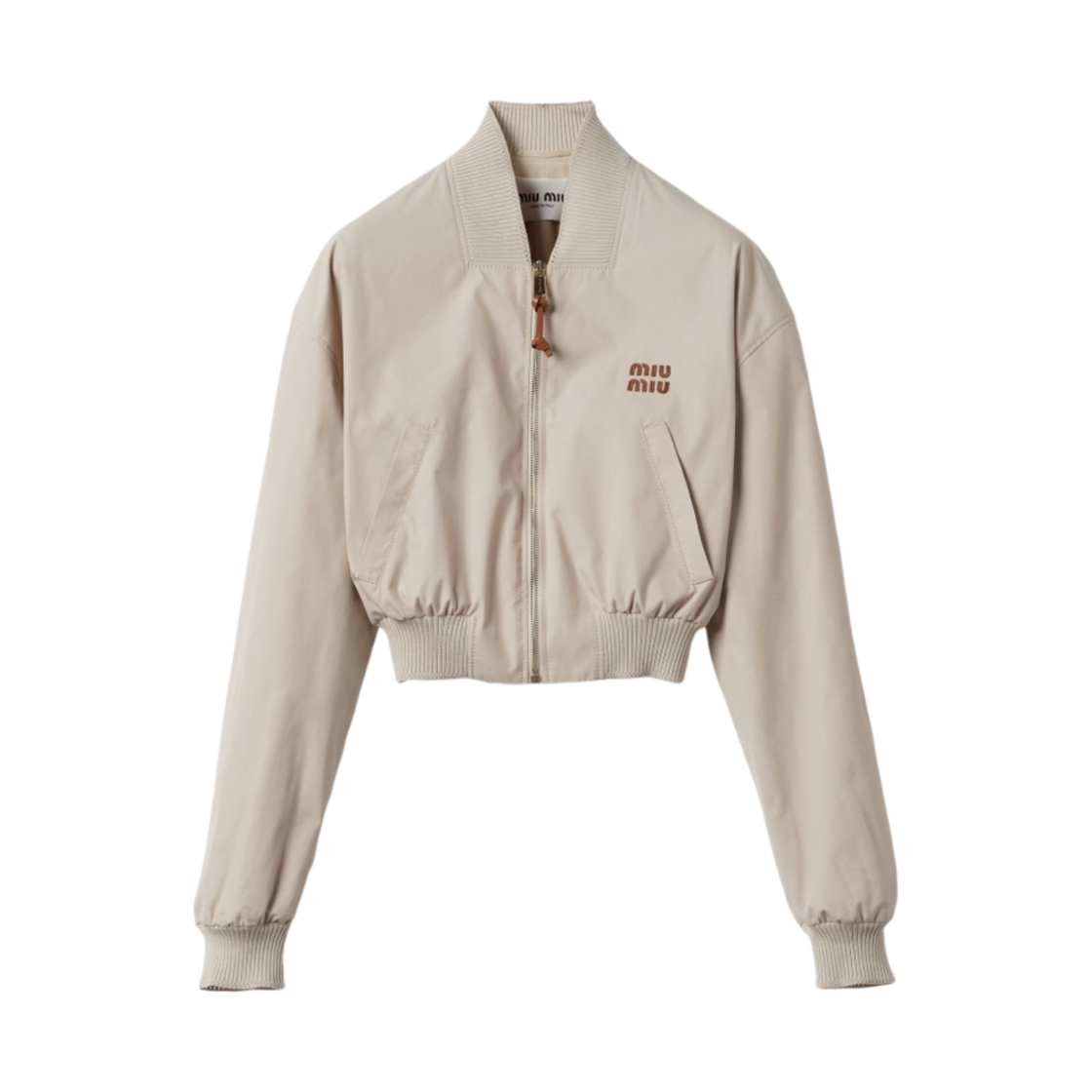 (W) 미우 미우 파나마 코튼 블루종 자켓 라임스톤((W) Miu Miu Panama Cotton Blouson Jacket Limestone) - 1