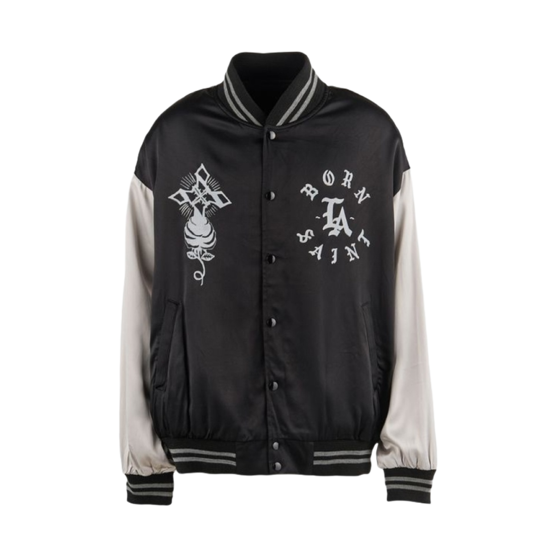 세인트 마이클 BR 새틴 재킷 블랙 그레이 - 24SS(Saint Mxxxxxx BR Satin Jacket Black Gray - 24SS)